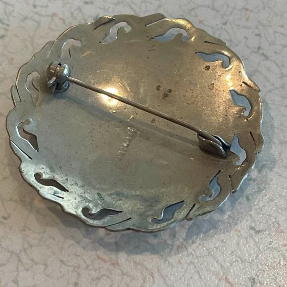 VTG 50s Sterling Silver Siam Mekhala Goddess of Lightening Brooch HTF Dark Blue - Picture 4 of 5